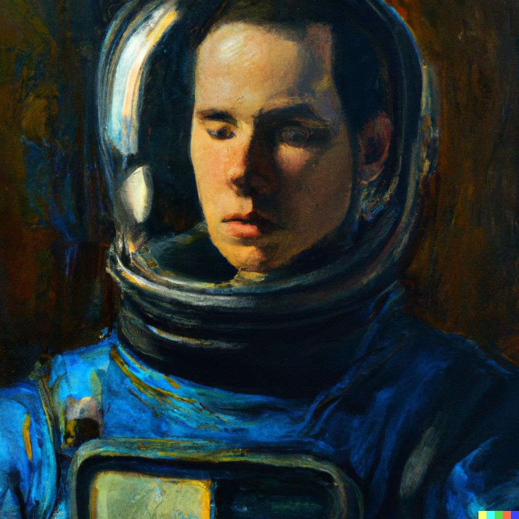 an astronaut, painting by Johannes Vermeer